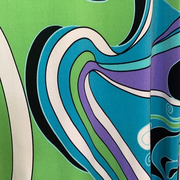 Tiana B. Blue Purple Green Retro Swirl Pattern Dress - Picture 7 of 9